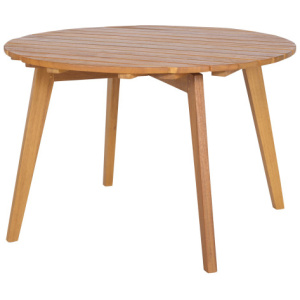 Round Outdoor Acacia Wood Side Table with Slatted Tabletop