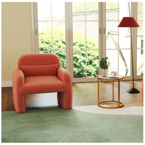 Set of 2 Modern Accent Chair and Marble Top Side Table Set