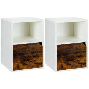 Set of 2 Nightstands Side End Table for Living Room-White