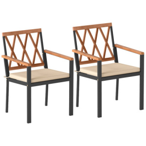 Set of 2 Patio Dining Chairs with Removable Padded Cushions-18 Inches