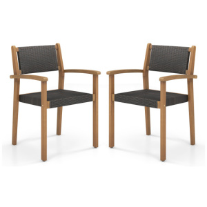 Set of 2 Stackable Outdoor Wicker Dining Chair