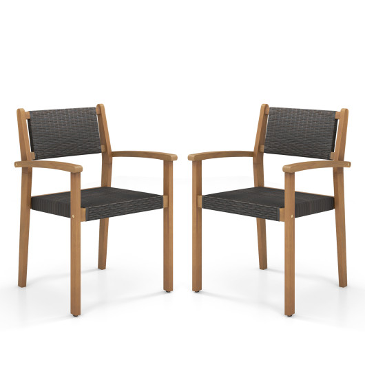 Set of 2 Stackable Outdoor Wicker Dining Chair