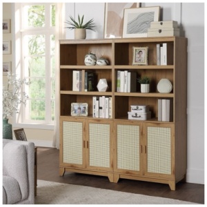 Sheridan Cane 71" Bookcase (Set of 2), Natural