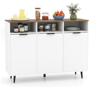 Sideboard Buffet Cabinet Kitchen Storage Cabinet with 5-Position Adjustable Shelves-White