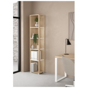 Sign 5 Shelf Narrow Bookcase, Jackson Hickory/White