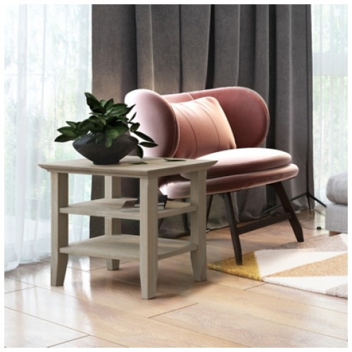 Simpli Home Acadian Narrow Accent Side Table, Distressed Gray