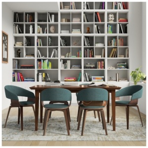 Simpli Home Lowell Dining Chair, Dark Blue