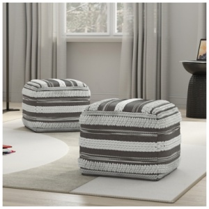 Simpli Home Sommer Pouf, Natural/Taupe Gray
