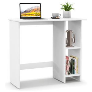 Small Computer Desk with Storage and Adjustable Shelf-White