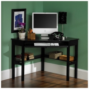Southern Enterprises Furniture Corner Computer Desk, Black
