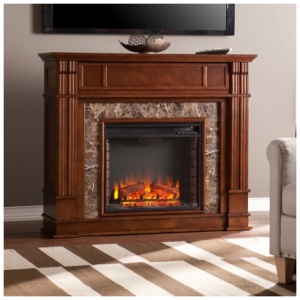 Southern Enterprises Furniture Ellisville Electric Fireplace Mantel, Whiskey Maple