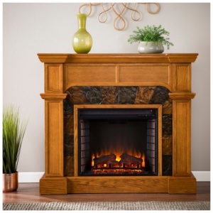 Southern Enterprises Furniture Prettah Convertible Electric Fireplace, Mission Oak