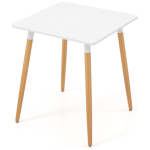 Square Dining Table with Adjustable Foot Pads for Dining Room Kitchen-White