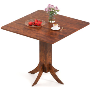 Square Dining Table with Pedestal Base and Rubber Wood Frame-Walnut