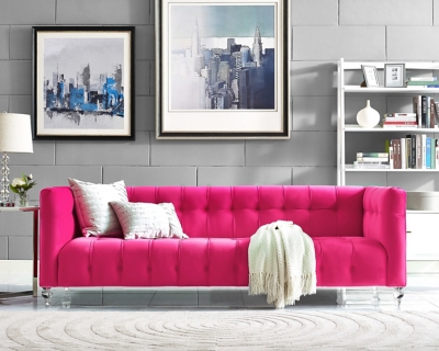 TOV Bea Pink Velvet Sofa