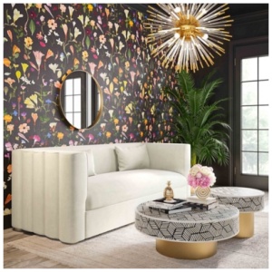 TOV Callie Cream Velvet Sofa