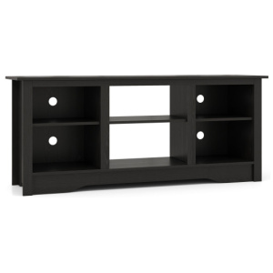 TV Stand for up to 65 Inch Flat Screen TVs with Adjustable Shelves for 18 Inch Electric Fireplace (Not Included)-Black