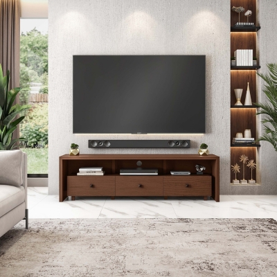 Techni Mobili 71" TV Stand with Storage, Hickory