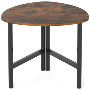 Triangle Coffee Table Oval Coffee Table with Metal Legs Industrial Center Table-Rustic Brown