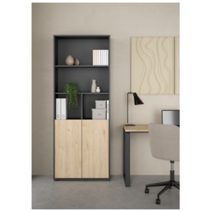 Tvilum Sign 80" Bookcase, Gray/Jackson Hickory