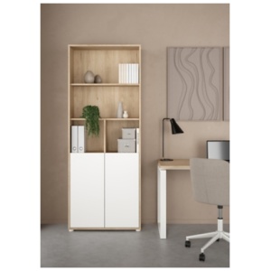 Tvilum Sign 80" Bookcase, Jackson Hickory/White