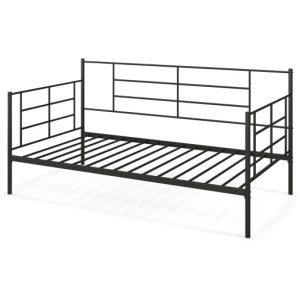 Twin Size Metal Daybed Sofa Bed Frame with Armrests and Backrest