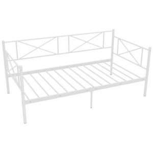 Twin Size Platform Bed with Heavy-duty Metal Slat Support-White