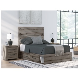 Urbanoore Full Panel Bed with Storage, Brown Gray