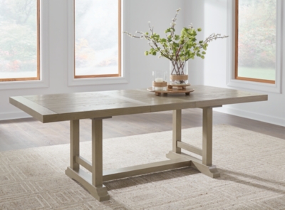 Vallardia 70"-88" Extendable Dining Table, Light Grayish Brown, Wood