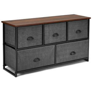 Wood Dresser Storage Unit Side Table Display Organizer-Gray