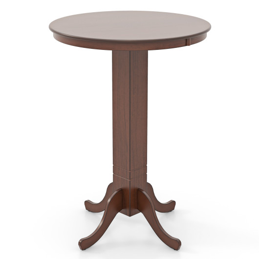 Wood Pub Round Dining Table with Pedestal Base