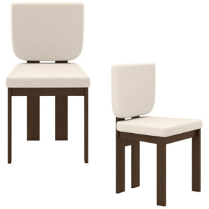 Wooden Dining Chair Set of 2 with Rubber Wood Leg for Home Office Living Room-Brown