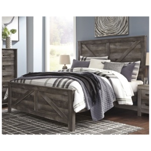 Wynnlow King Crossbuck Panel Bed, Gray