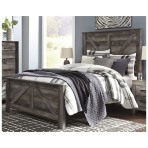 Wynnlow Queen Crossbuck Panel Bed, Gray
