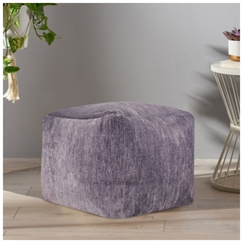 Yakar Solid Chenille Pouf, Gray
