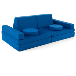 10-Piece Kids Play Couch Sofa with Portable Handle-Blue