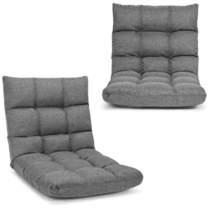 14-Position Adjustable Folding Lazy Gaming Sofa-Gray