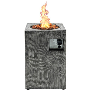 16 Feet Square Outdoor Propane Fire Pit with Lava Rocks Waterproof Cover 30000 BTU-Gray