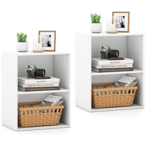 2-Cube Bookcase Set of 2 Floor Standing Open Bookshelf w/ 5-Position Adjustable Shelf-White
