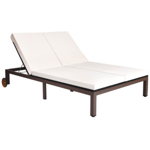 2-Person Patio Rattan Lounge Chair with Adjustable Backrest-White