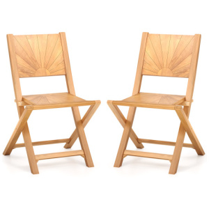 2 Pieces Folding Patio Chairs with Inclined Backrest