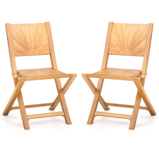 2 Pieces Folding Patio Chairs with Inclined Backrest