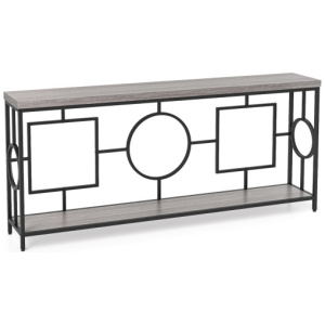 2-Tier Faux Marble Top Console Table with Storage Shelf for Hallway-Rustic Brown