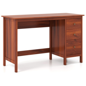 3-Drawer Home Office Study Computer Desk with Spacious Desktop-Brown