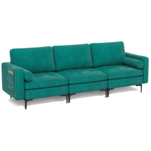 3-Seat Sofa Sectional with Side Storage Pocket and Metal Leg-3-Seat