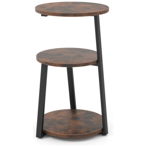 3-Tier Accent Round Side Table with Metal Frame-1 Piece