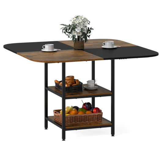47.5 inch Modern Dining Table, Square Kitchen Table with Mix-colored Tabletop-Rustic Brown