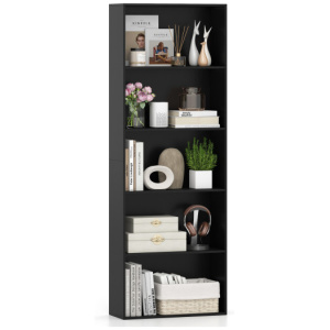 5-Shelf Storage Bookcase Modern Multi-Functional Display Cabinet Furniture-Black