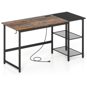 59 Inch Home Office Computer Desk with Removable Storage Shelves-Rustic Brown