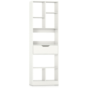 61inch Tall Freestanding Bookcase with Drawer 8-Cube Storage Organizer-White